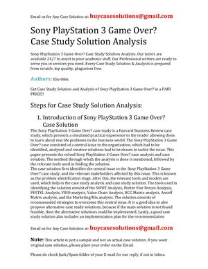Sony Play Station 3 Game Over? Case Study Solution Analysis