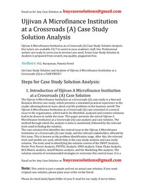 Ujjivan A Microfinance Institution At A Crossroads (A) Case Study Solution Analysis