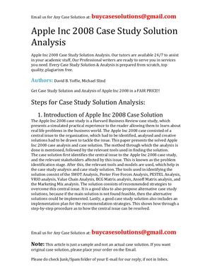 Apple Inc 2008 Case Study Solution Analysis