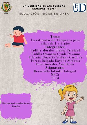 La estimulación Temprana para niños de 1 a 3 amos