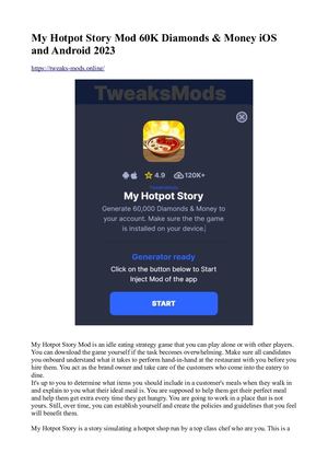 My Hotpot Story Mod 60k Diamonds & Money I Os And Android 2023