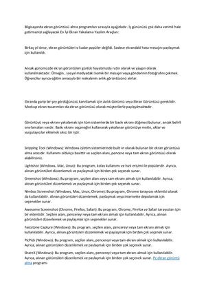 Bilgisayarda Ekran Görüntüsü Alma Programları Sırasıyla Aşağıdadır