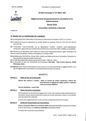 ST 2023 016 Circulation, CER Suite SMED13, Rte D'Aix