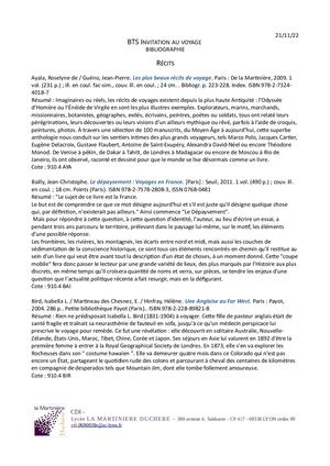 Bibliographie BTS  Invitation au voyage  Récits Poésie