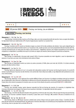 47. Solution Votre Bridge Hebdo Avancé 20 01 2023