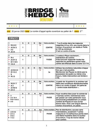 47. Solution Votre Bridge Hebdo Débutant 20 01 2023