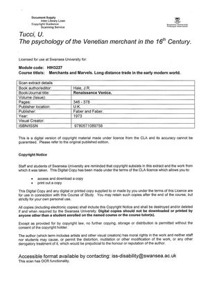 UgoTucci Psychology Of 16thc Merchant