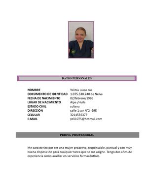 Hoja De Vida Yelitsa