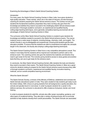 Sainik School Coaching Centre In Sikar