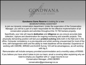 Vacancy: Gondwana Private Game Reserve