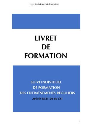 PRÉSENTATION LIVRET FORMATION