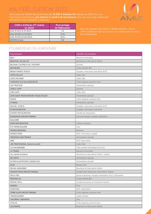 Fidelisation Fournisseurs 2022