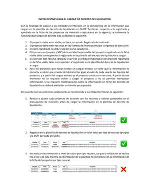 INSTRUCCIONES PARA EL CARGUE DE DECRETO DE LIQUIDACIÓN - DNP