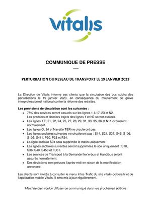 Poitiers Bus perturbation grève du 19/01
