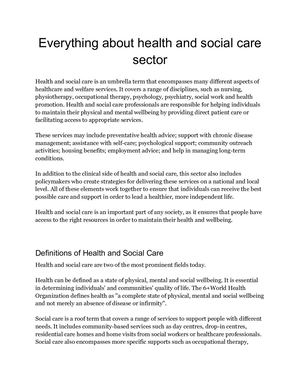 All The Terms Of Health And Social Care