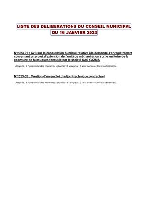 CM20230116 Deliberations