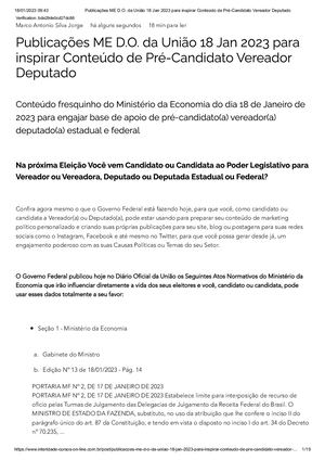 Publicações ME D O. Da União 18 Jan 2023 Para Inspirar Conteúdo De Pré-Candidato Vereador Deputado