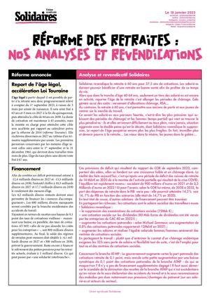 Calaméo - Analyse De Solidaires De La Reforme Des Retraites 18 Janvier 2023