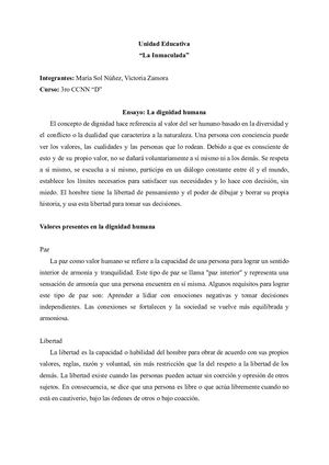 Ensayo La Dignidad Humana