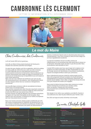 Lettre N° 9 Décembre 2022