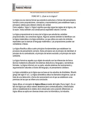 Foro Nº 1 Lengua Y Literatura Logica