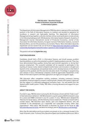 Position In Information Systems Barcelona Campus