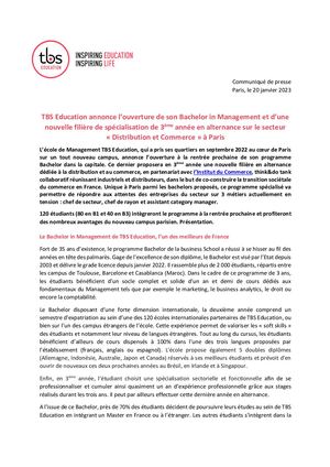 CP Lancement Bachelor Management Paris