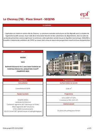 Fiche Projet DTE Le Chesnay Place Simart