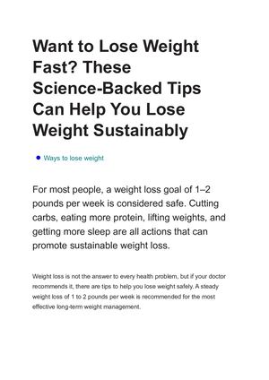 Want to Lose Weight Fast? These Science-Backed Tips Can Help You Lose Weight Sustainably