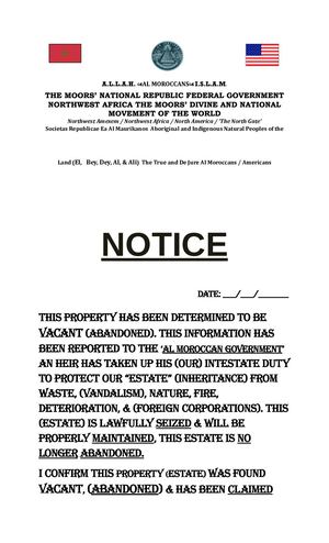 Notice; Vacant Abandonde' Warning' Property Google Docs