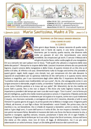 Avvisi Parrocchiali Dal 1 Al 8 Gennaio 2023 - 1 Gennaio 2023 S Maria Madre Di Dio
