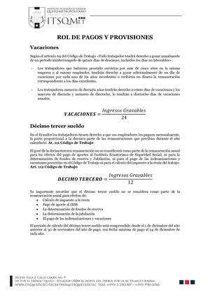 Rol Pago Y Provisiones