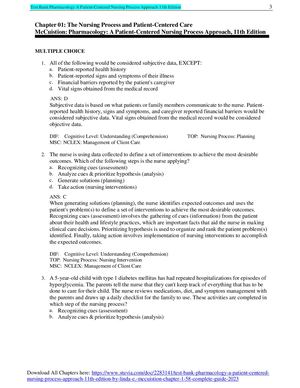 Test Bank Pharmacology A Patient Centered Nursing Process Approach