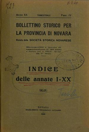 BSPN - 1926 - n. 4 - Indice delle annate I-XX