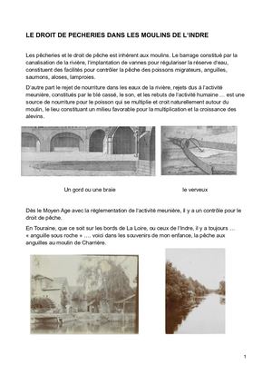 Azay Autrefois Le droit de pêcherie dans les moulins de l'Indre