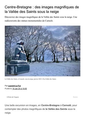 ECHO ARMOR ET ARGOAT (190123) Centre Bretagne, Des Images Magnifiques De La Vallée Des Saints Sous La Neige