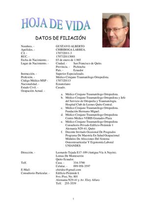 Curriculum Dr Gustavo Chiriboga L