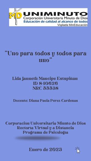 Uno Para Todos Y Todos Para Uno