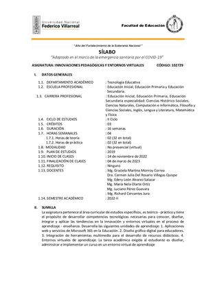 Innovacion Pedagogica Y Entorno Virtual 2021 2 (P 2019)