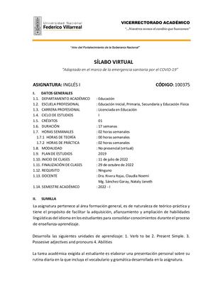 1 Inglés I