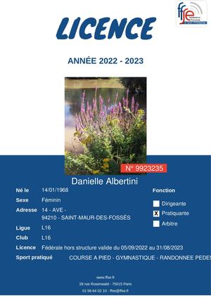 Danielle Albertini Licence Ffse 2022 2023