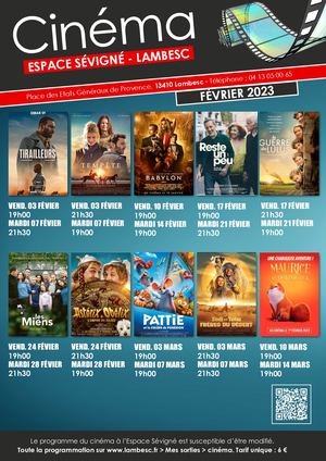 Affiche Cinema Fevrier 2023