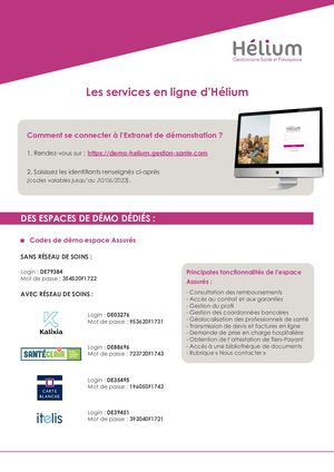 Codes Extranet de Démonstration Hélium