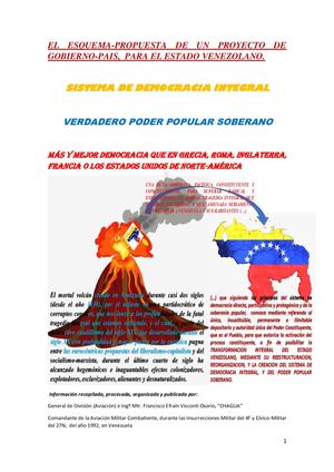 El ESQUEMA-PROPUESTA de un PROYECTO-GOBIERNO, para el Estado Venezolano