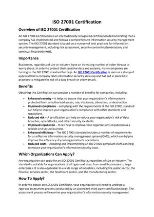 Iso 27001 Certification