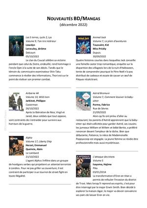 Nouveautés Bd/Mangas Décembre 2022