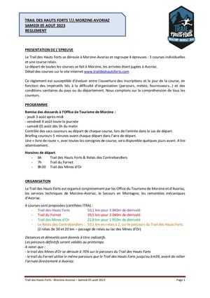 Reglement Trail Hauts Forts Morzine Avoriaz 2023