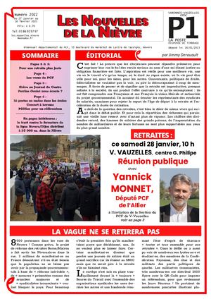 Nouvelles De La Nièvre N°2022 Du 27 Janvier Au 10 Février 2023