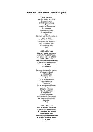 A Forthlin Road En Duo Avec Calogero