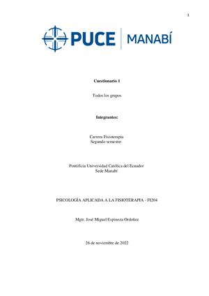 Cuestionario Psicologia Aplicada A La Fisioterapia Unidad 1